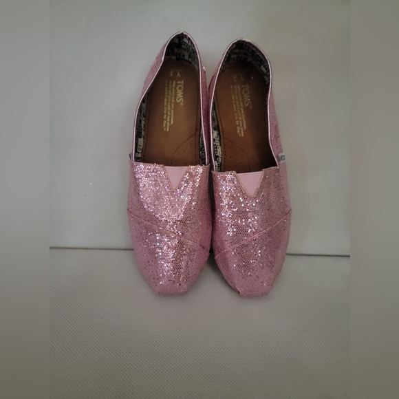 *YOUTH TOMS PINK SPARKLE FLATS SHOES (sz - Youth 3) - Picture 5 of 7